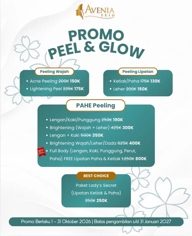 Poster Promo Peel & Glow Avenia Skin — periode 1–31 Oktober 2026